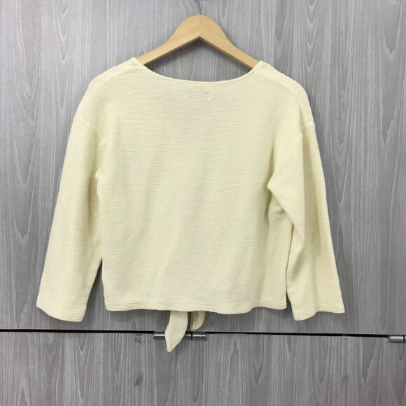 Madewell Texture & Thread Tie Front Blouse Top 3/4 Sleeve Women's Medium Ivory - Picture 6 of 10